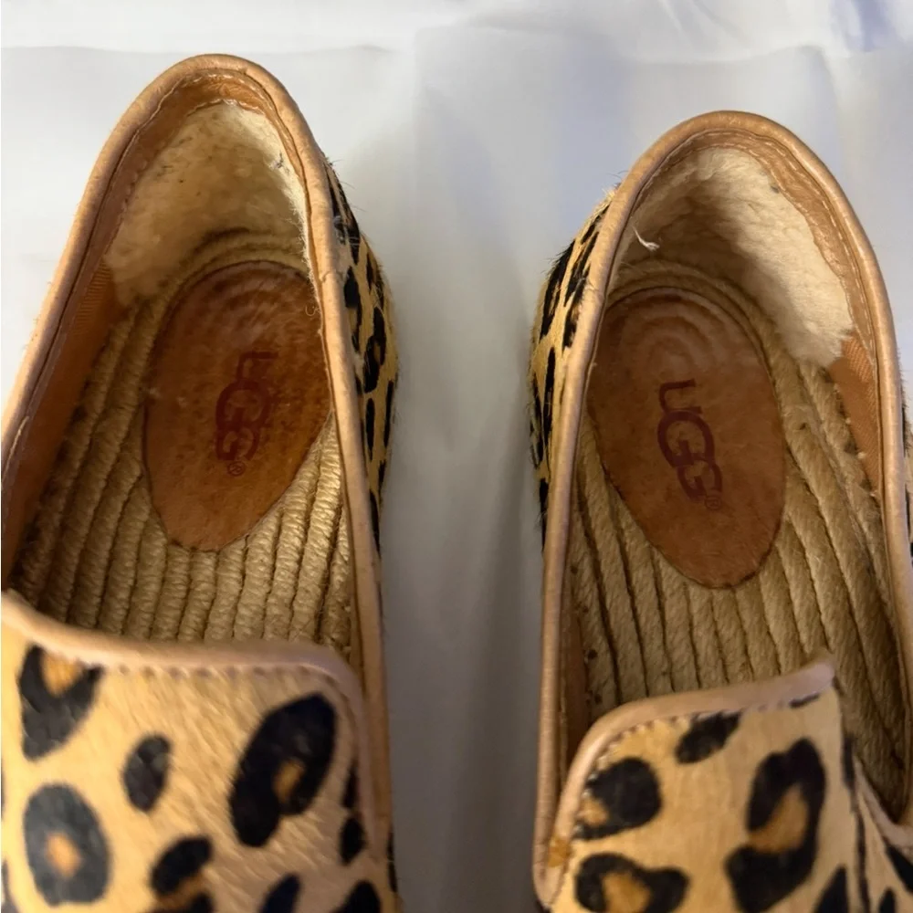 UGG Sandrinne Calf Hair Leopard Print Espadrille Shoes